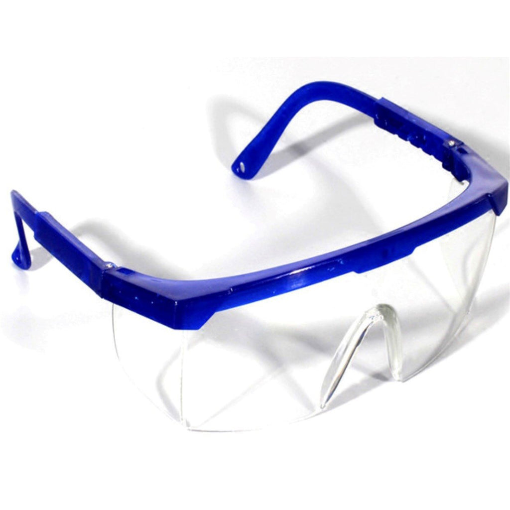 Deluxe Clear Anti-Fog/Anti-Scratch Safety Glasses - Blue - Individual or Multi-Pack