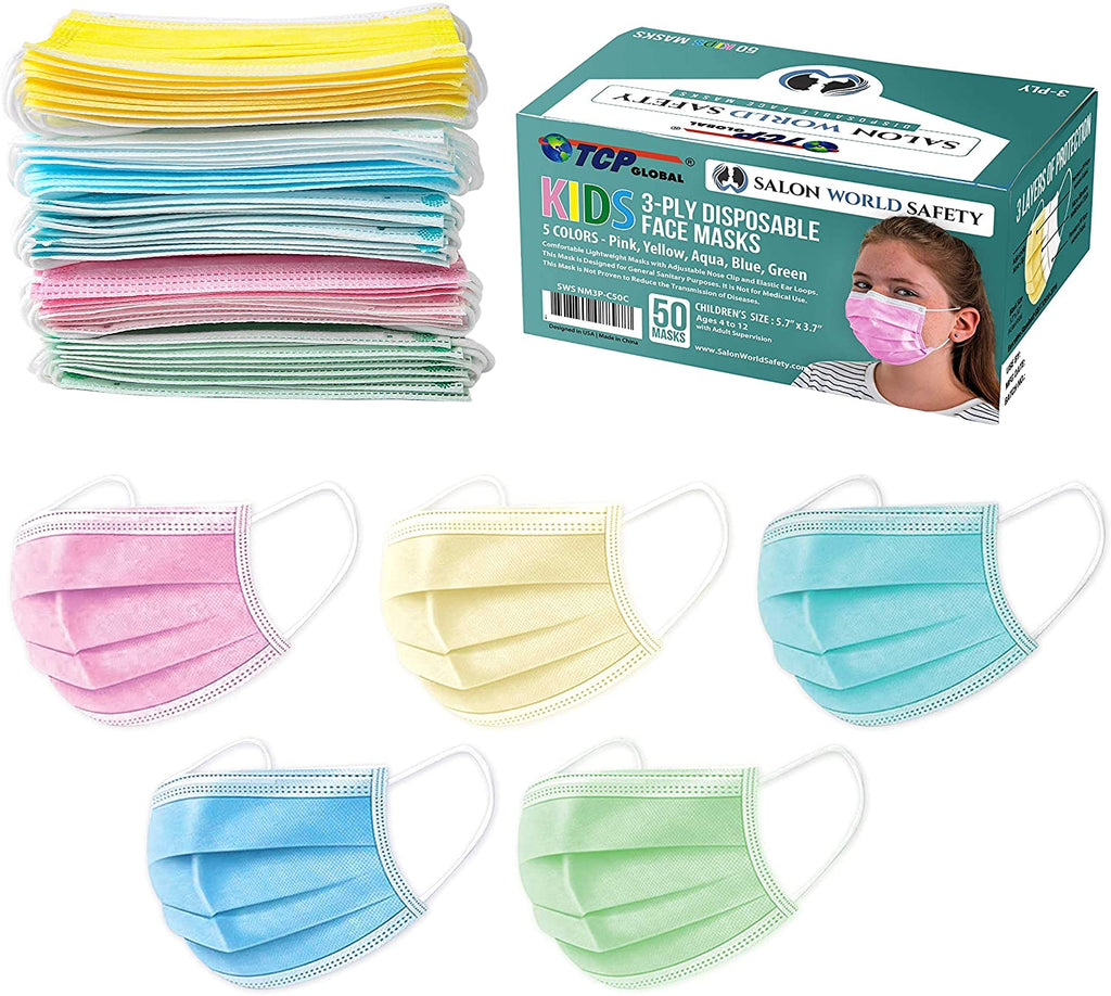Keiki (kids) 3-ply Disposable Mask - 50 Count - 5 COLORS PER BOX