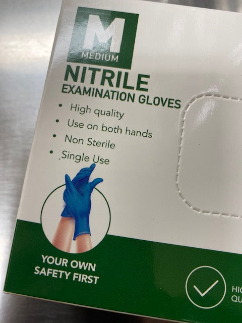 BLUE Nitrile Gloves - No Powder - BOX OR CASE